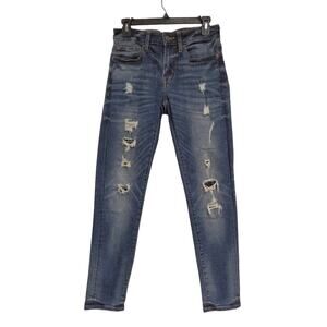 American Eagle Mens Distressed Skinny Jeans Medium Wash Ripped Denim Size 28X30